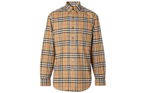 Burberry Shirt Men's Classical Style Yellow