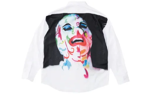 Supreme SS20 Week 17 Leigh Bowery Airbrushed Weird Artist Painted Spray Printed Long Sleeve American Trendy Shirt Uniform for Men and Women White