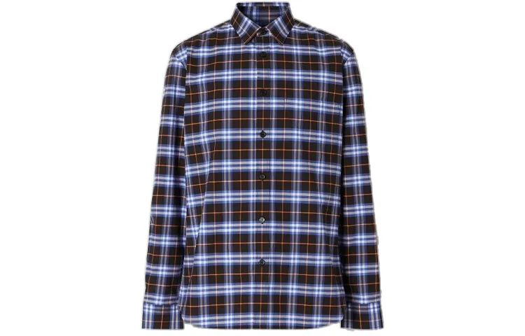 Burberry Shirts Men's Blue Pointed Collar Moderate Other