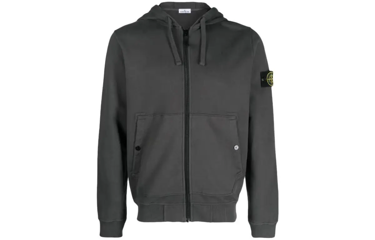 STONE ISLAND Logo Patch Zip Up Hoodie