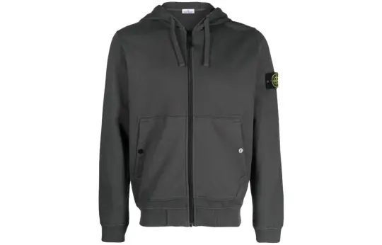 STONE ISLAND Logo Patch Zip Up Hoodie