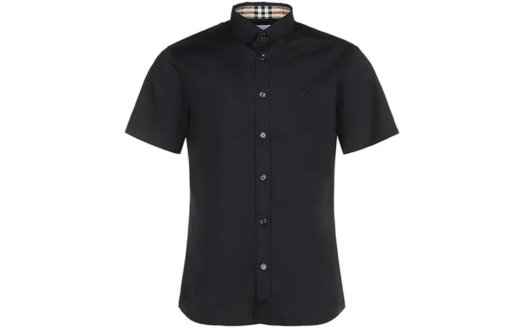 Burberry Shirts Men's Black Pointed Collar Moderate Shirt