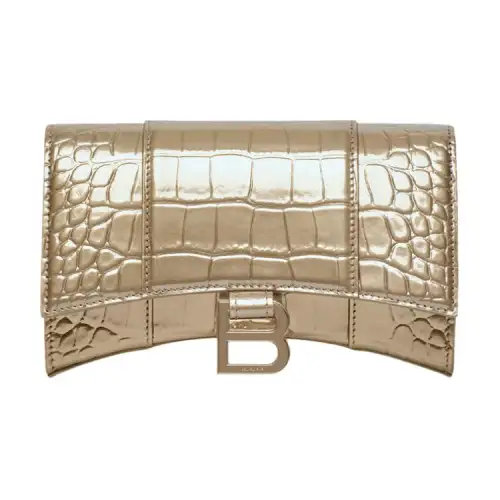 Balenciaga Hourglass Calfskin Shoulder Bag, Crossbody Bag, Wallet Women's Light Gold