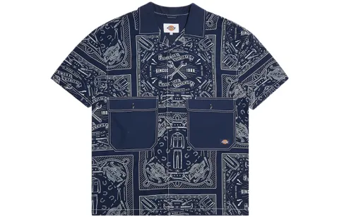 Dickies Shirts Men's Marine Blue Lapel Thin Shirt