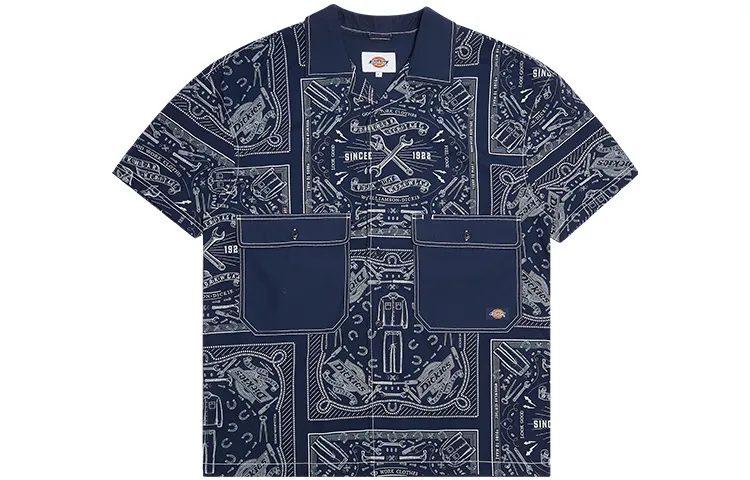 Dickies Shirts Men's Marine Blue Lapel Thin Shirt