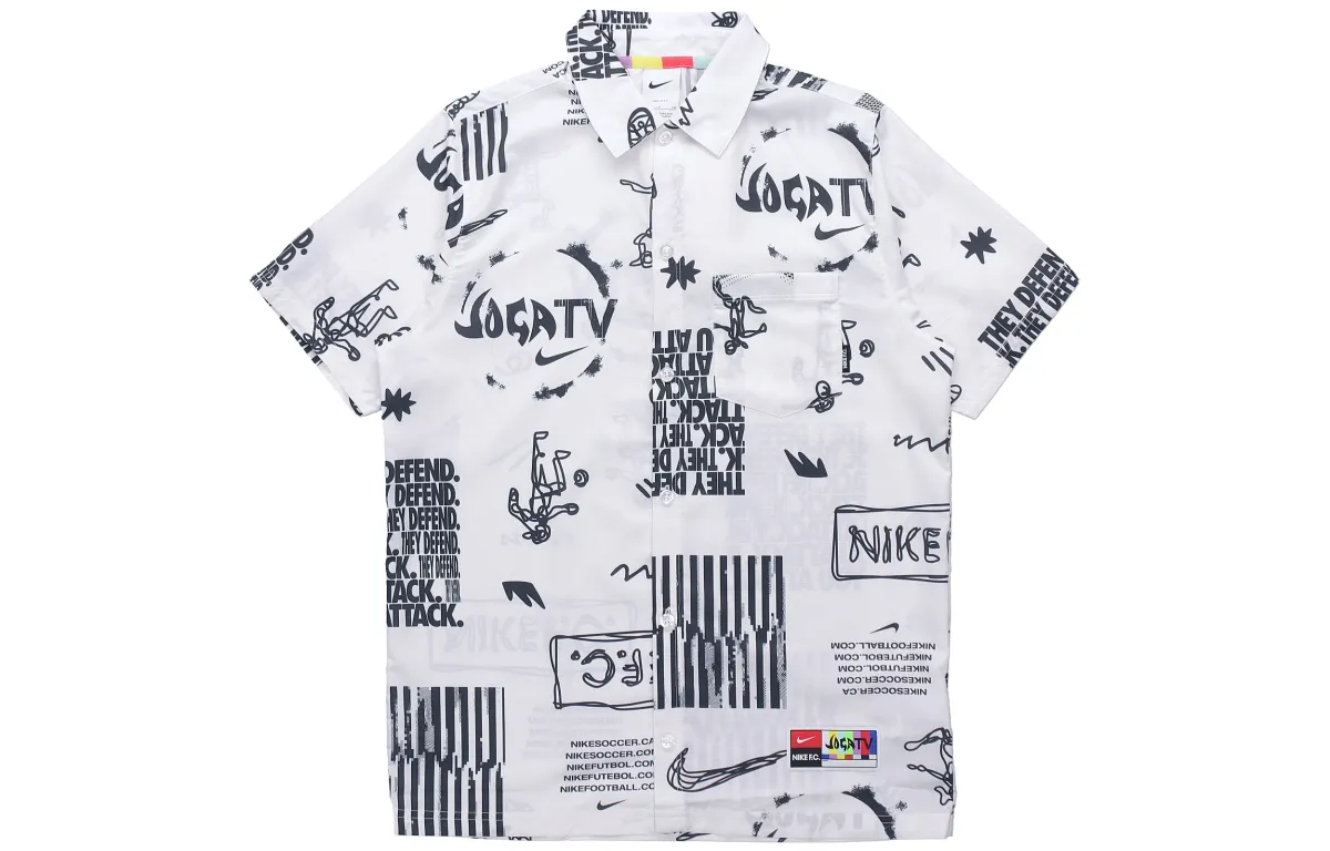 Nike Shirts Men's White Lapel Moderate Straight Fit