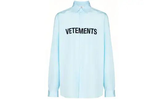 Vetements Shirts Men's Light Blue Lapel Moderate Shirt