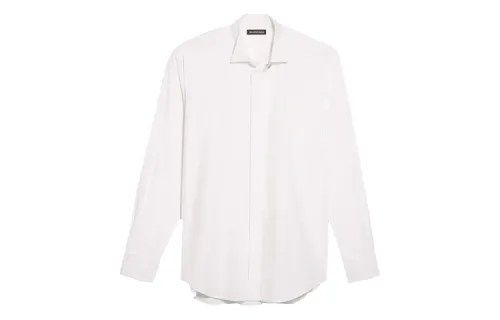 Balenciaga Shirts Men's White Pointed Collar Moderate Shirt