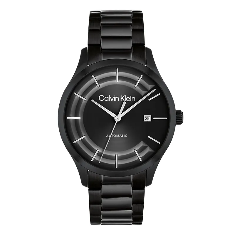 CALVIN KLEIN Knight Wrist Watches Automatic Mechanical Movement Steel Strap 40mm Black Dial Unisex 30m Water Resistant