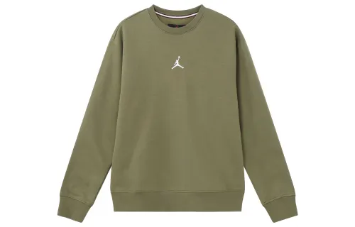 Jordan ESSENTIALS Logo Print Crew Neck Fleece Lined Casual Sweatshirt Men's Medium Olive Green