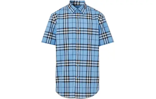 Burberry Shirts Men's Blue Pointed Collar Moderate Other