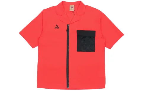 Nike ACG Shirts Men's Red Cuban Collar Moderate Other