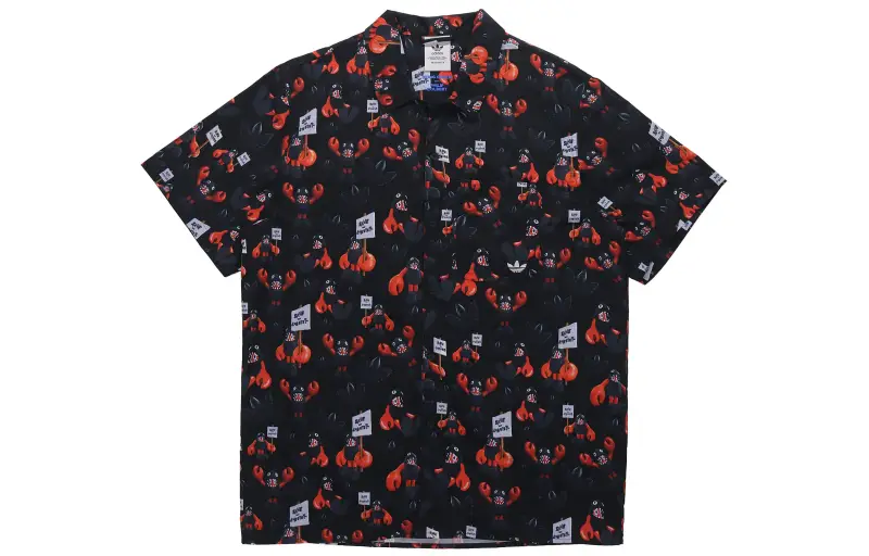 Adidas Originals Shirts Men's Black Cuban Collar Moderate Shirt
