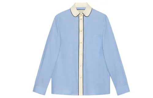 GUCCI Shirts Men's Sky Blue Crew Neck Moderate Other