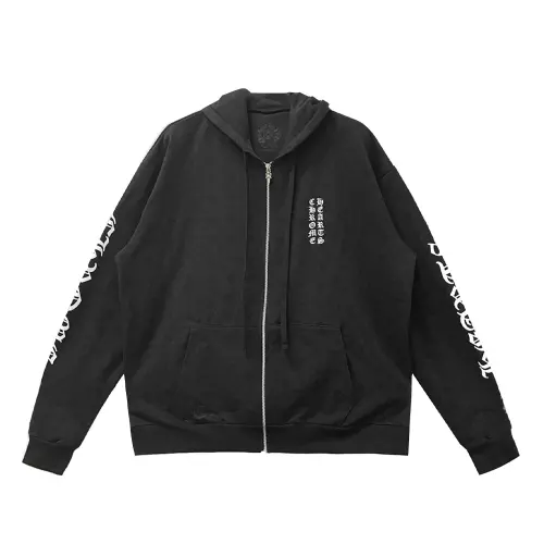 Chrome Hearts Sweatshirts Men's Black Hooded Moderate Cardigan