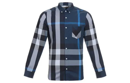 Burberry Shirts Men's Blue Lapel Moderate
