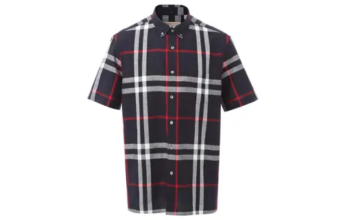 Burberry Shirts Men's Dark Blue Lapel Moderate Shirt