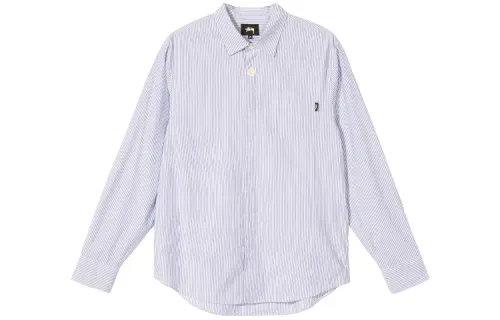 Stussy Shirts Men's Blue Pointed Collar Moderate Other