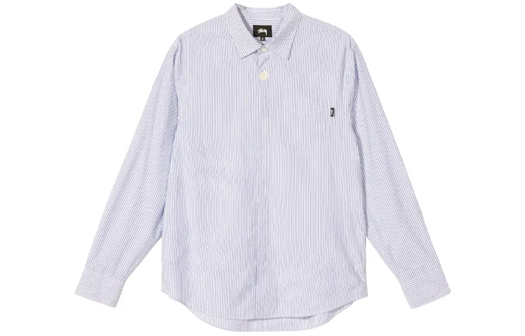 Stussy Shirts Men's Blue Pointed Collar Moderate Other