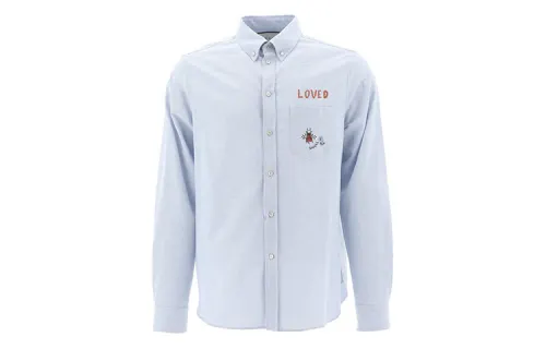 GUCCI Shirts Men's Light Blue Pointed Collar Moderate Shirt