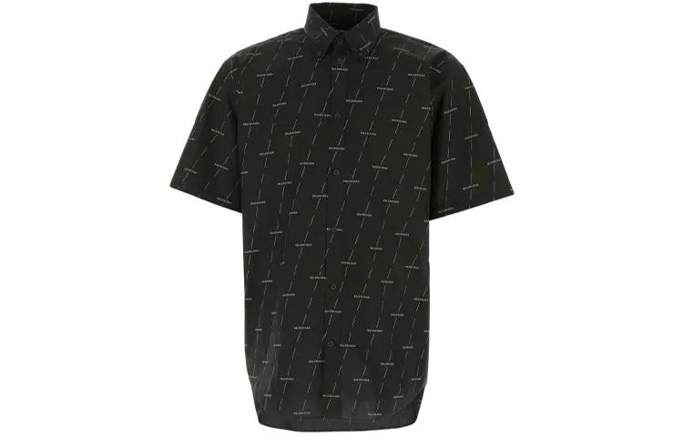 Balenciaga Shirts Men's Black Lapel Moderate Straight Fit