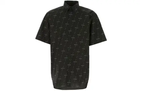 Balenciaga Shirts Men's Black Lapel Moderate Shirt