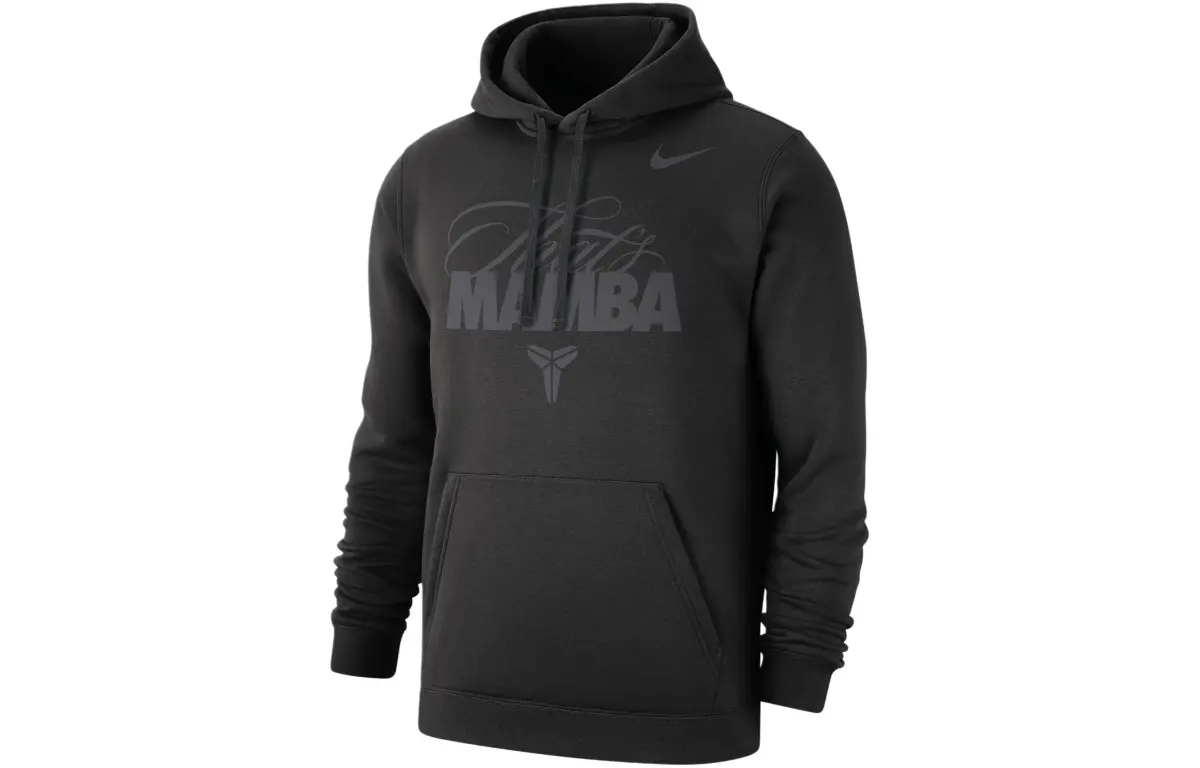 Nike Letter Print Hooded Pullover Fleece Lined Long Sleeved Sweatshirt Men's Black