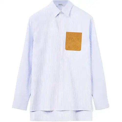 LOEWE Shirts Men's Blue Lapel Moderate Shirt