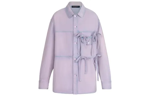 LOUIS VUITTON New Quarterly Products Of LV Shirts Men's Light Purple Stand Collar Moderate Shirt