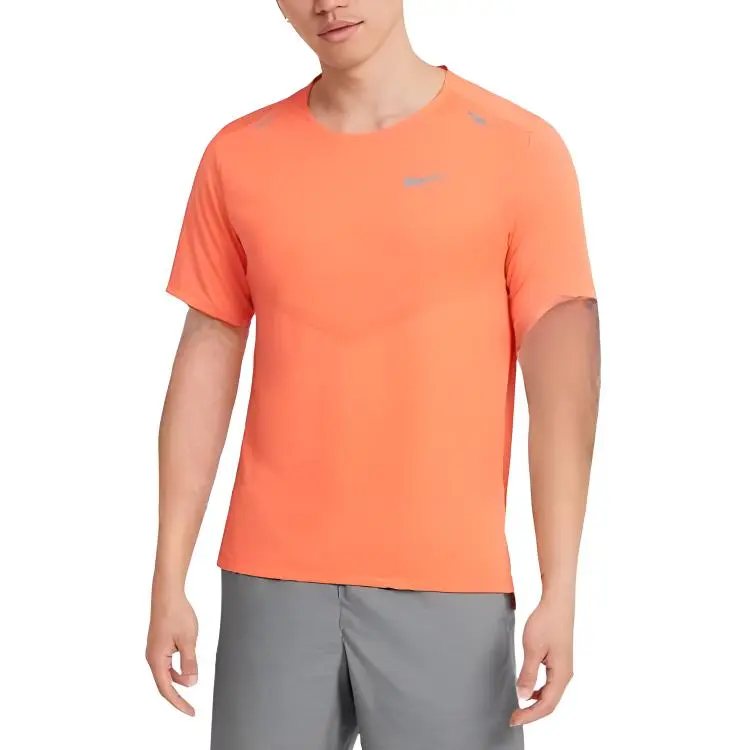 Nike T-Shirts Men's Orange Crew Neck Moderate Straight Fit