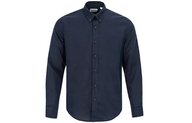 Timberland Shirts Men's Dark Blue Pointed Collar Moderate Shirt