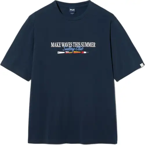 FILA T Shirts Unisex Blue Crew Neck