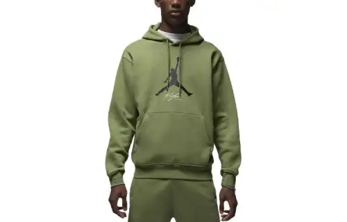 Jordan Sweatshirts Men's Oil Green Hooded Moderate Regular