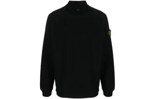 STONE ISLAND Compass-Motif Mock Neck Layered Sweatshirt