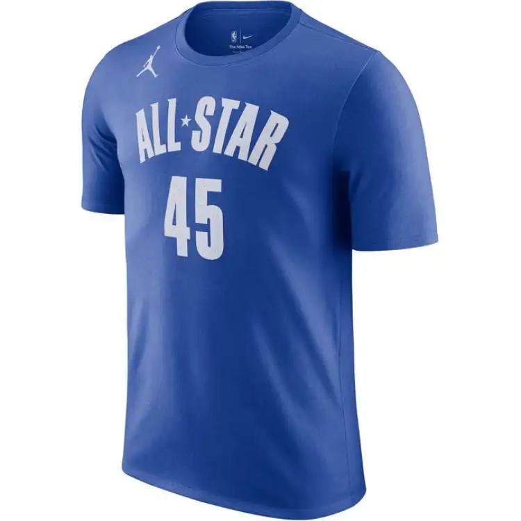 Jordan T Shirts Men's Blue Crew Neck Moderate Straight Fit
