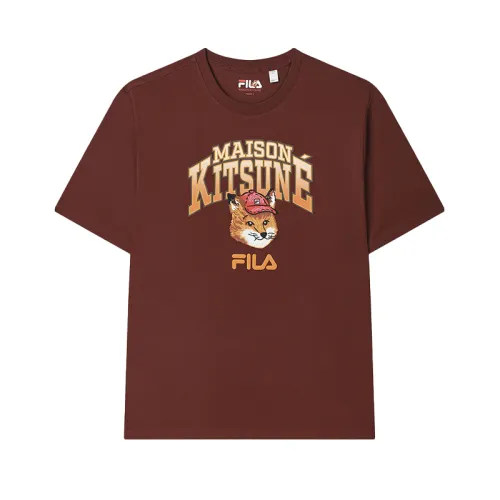 FILA x Maison Kitsune Little Fox T Shirt Unisex Terracotta Red Brown