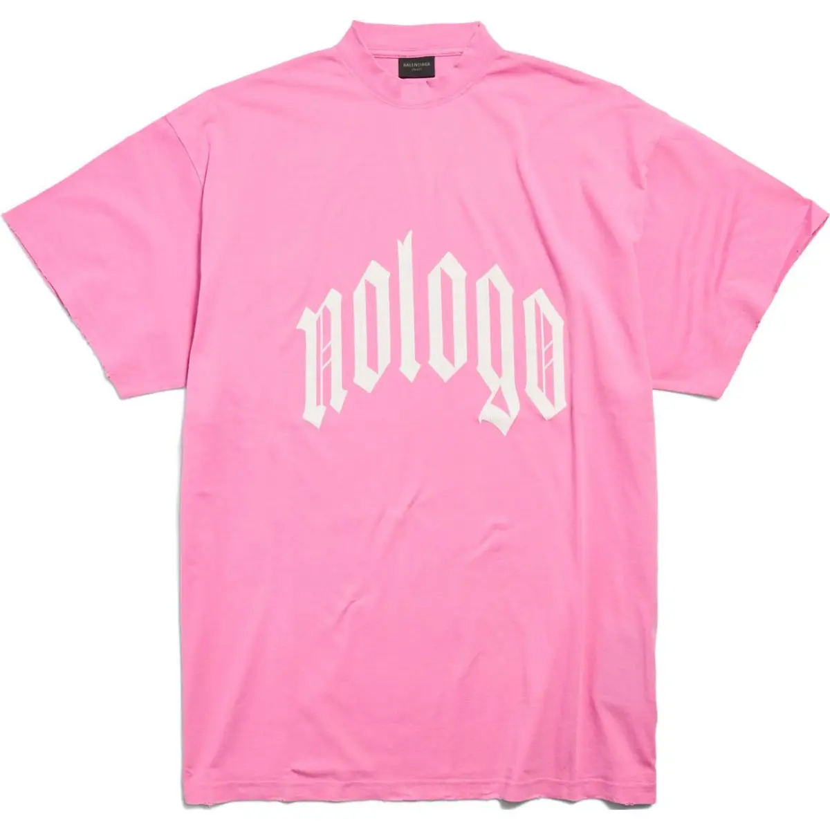 Balenciaga Letter Print Pullover Crew Neck Short Sleeved FW24 T Shirt Loose Fit Unisex Pink