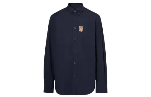 Burberry Shirts Men's Dark Blue Pointed Collar Moderate Other