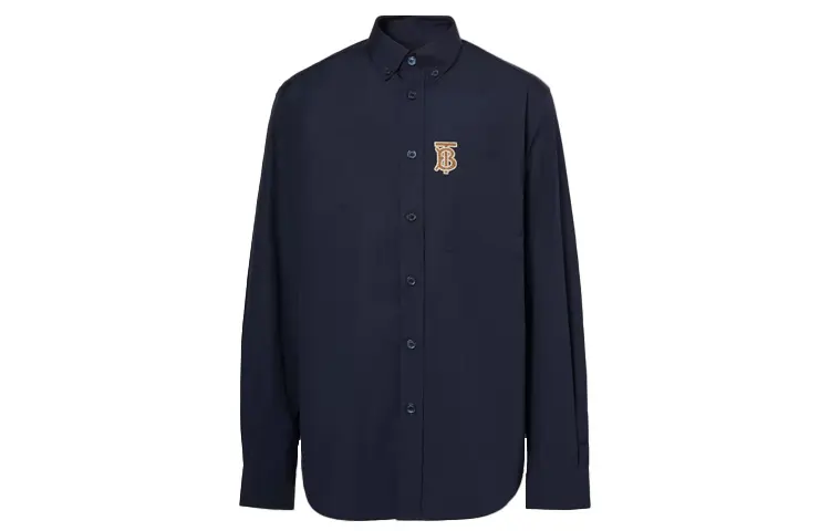 Burberry Shirts Men's Dark Blue Pointed Collar Moderate Other