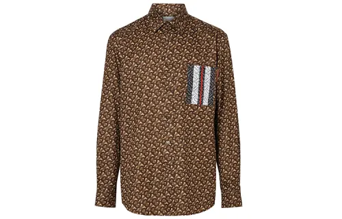 Burberry Shirts Men's Brown Lapel Moderate Shirt
