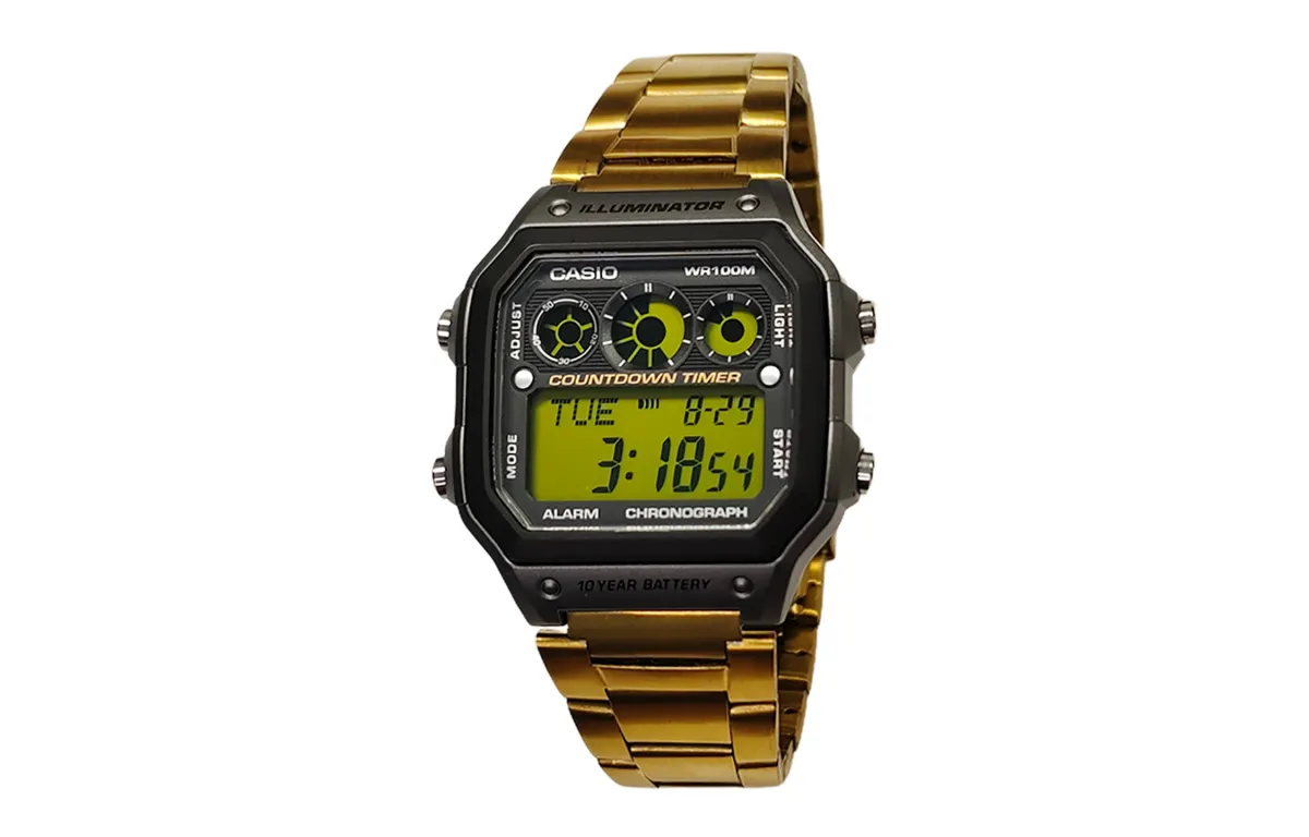 CASIO Custom Collection Quartz Movement Stainless Steel Strap Watch Men's Watches Black Dial