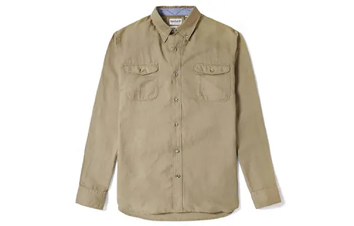 Timberland Shirts Men's Khaki Pointed Collar Moderate Other