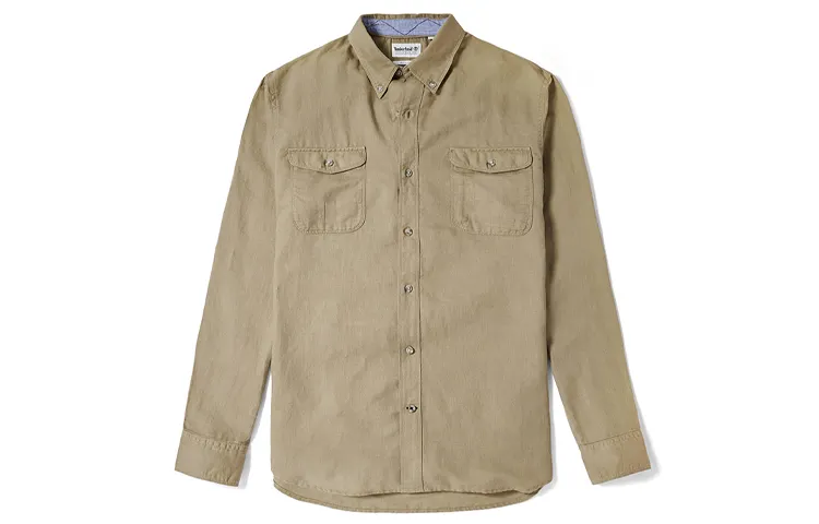 Timberland Shirts Men's Khaki Pointed Collar Moderate Other