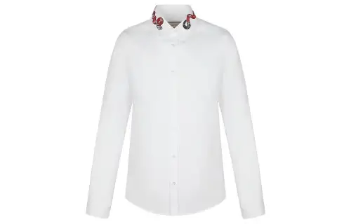 GUCCI Shirts Men's White Pointed Collar Moderate Shirt