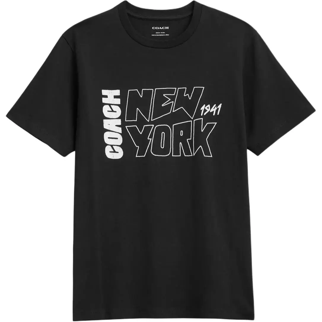 COACH T-Shirts Men's Black Crew Neck Moderate Straight Fit
