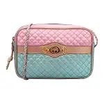 GUCCI Cow Leather Camera Bag, Shoulder Bag, Crossbody Bag Women's Pink/Light Blue/Gold