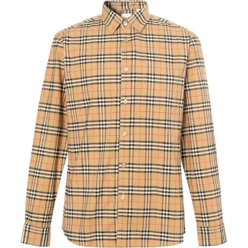 Burberry Men Small Scale Check Shirt Brown