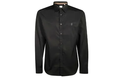 Burberry Shirts Men's Black Lapel Moderate Shirt