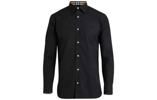 Burberry Shirts Men's Black Pointed Collar Moderate Other