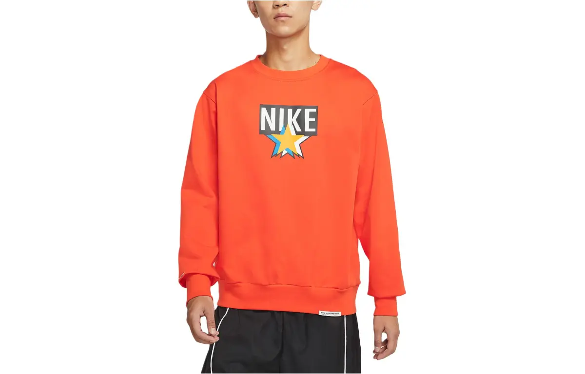 Nike Sweatshirts Men's Orange Crew Neck Moderate Straight Fit